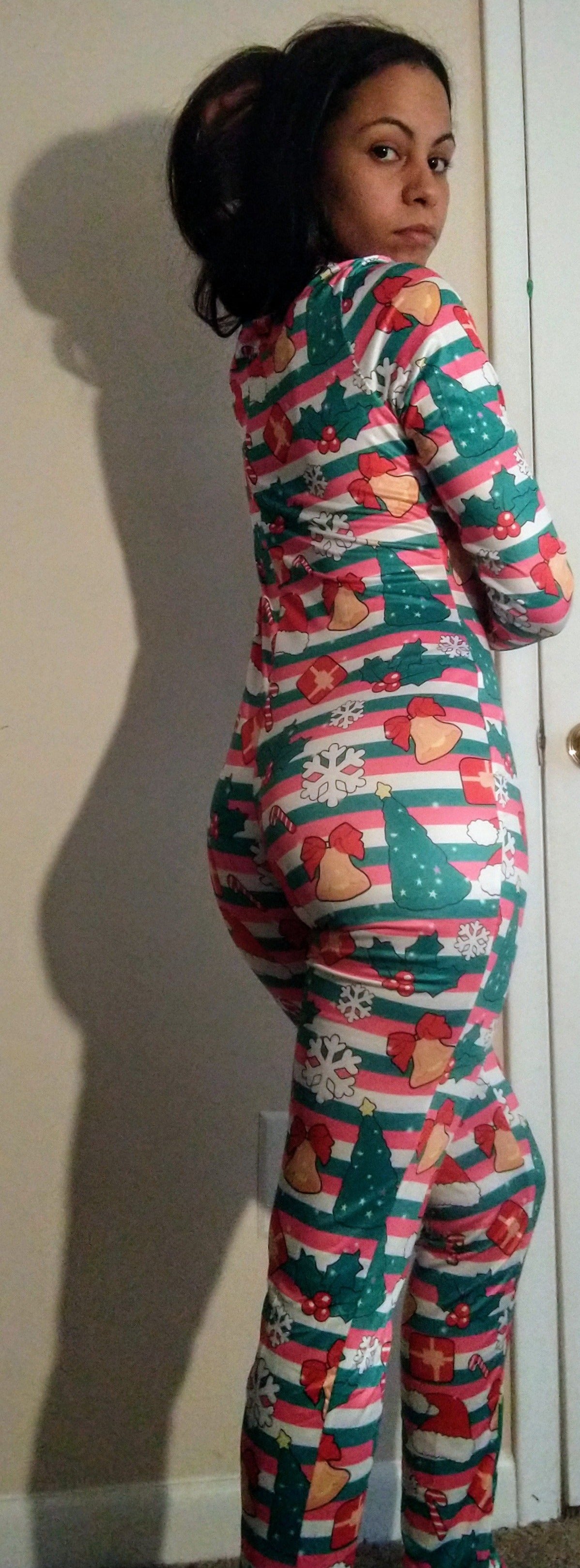 christmas candy cane christmas tree adult onesie pajama jumpsuit for woman