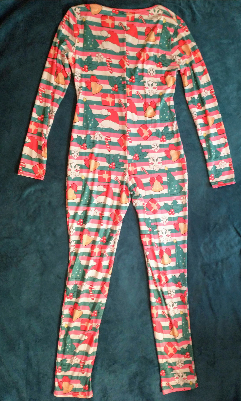 christmas candy cane christmas tree adult onesie pajama jumpsuit for woman