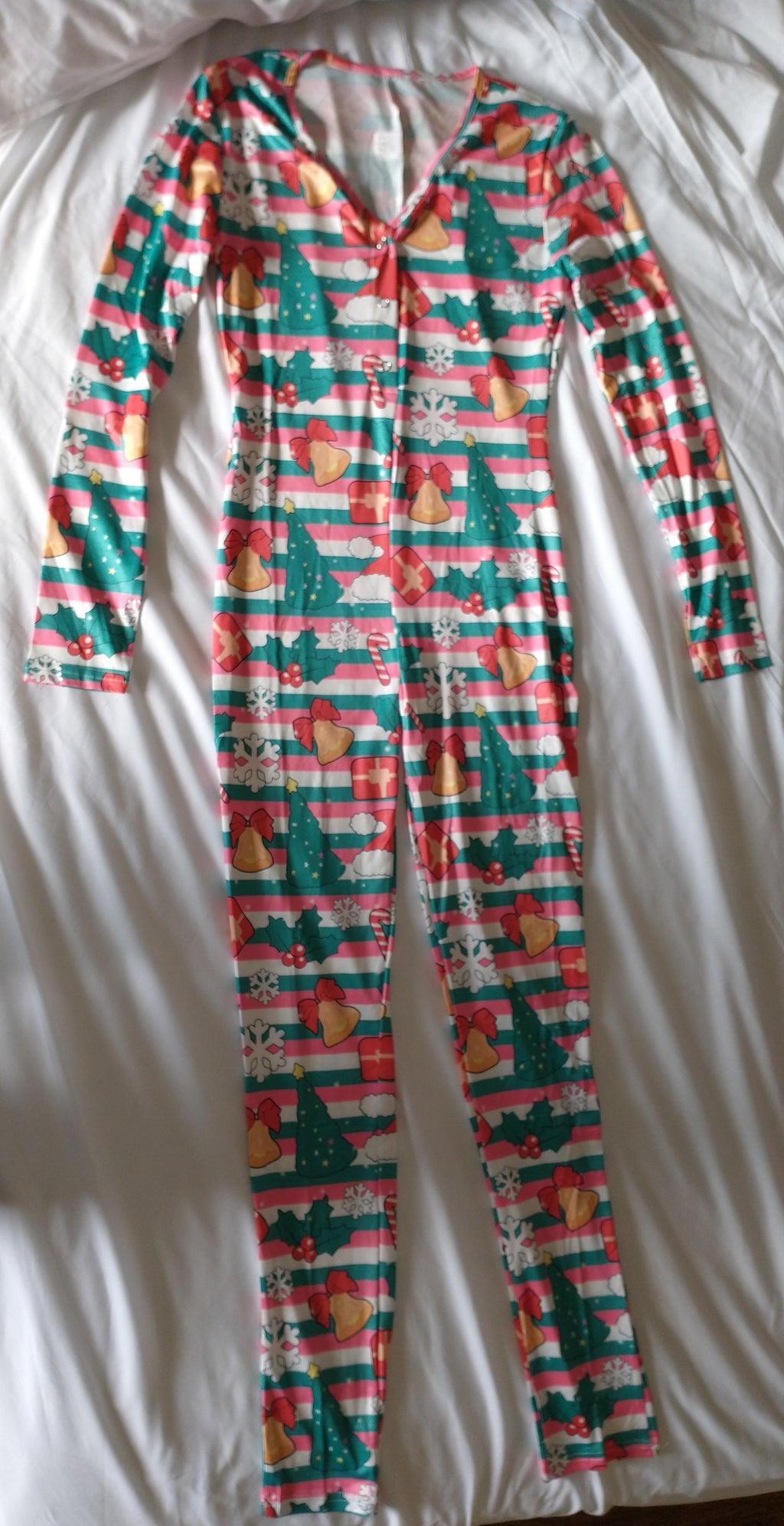 christmas candy cane christmas tree adult onesie pajama jumpsuit for woman